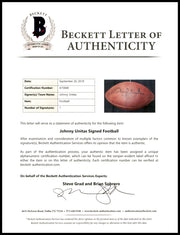 Johnny Unitas Autographed Official NFL Leather Football Baltimore Colts Beckett BAS #A75848