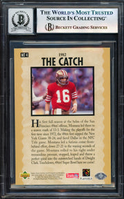 Joe Montana Autographed 1995 Upper Deck Card #MT4 San Francisco 49ers Auto Grade Gem Mint 10 The Catch Beckett BAS Stock #238913