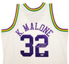 Utah Jazz Karl Malone Autographed White & Purple Authentic Mitchell & Ness Jersey Size XL Beckett BAS Stock #211875