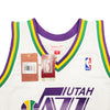 Utah Jazz Karl Malone Autographed White & Purple Authentic Mitchell & Ness Jersey Size XL Beckett BAS Stock #211875