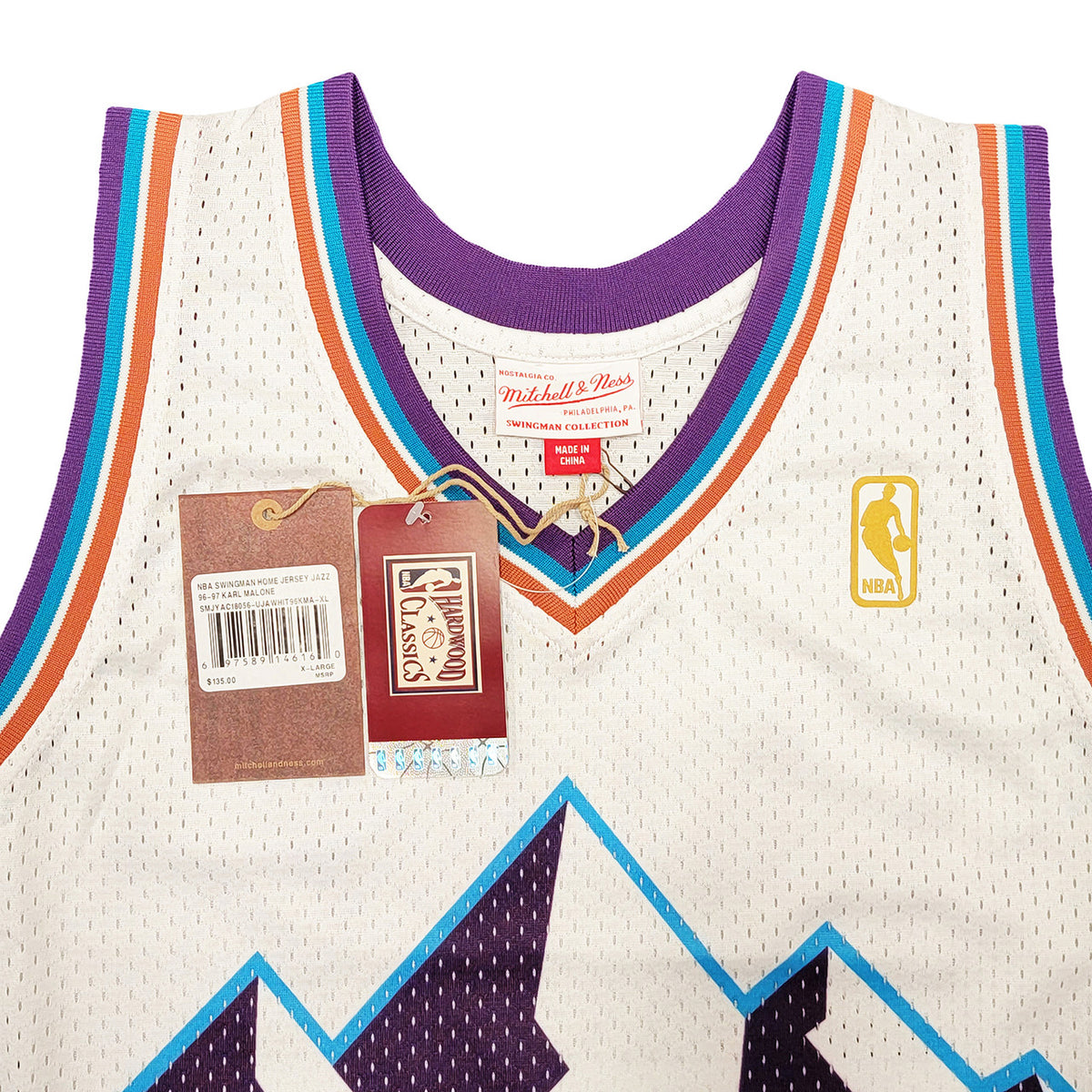 Utah Jazz Karl Malone Autographed White Authentic Mitchell & Ness Jersey Size XL Beckett BAS Stock #211873