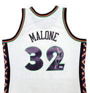 Utah Jazz Karl Malone Autographed White & Purple Authentic Mitchell & Ness 1995 All Star Game Jersey Size XL Beckett BAS Stock #211885
