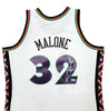 Utah Jazz Karl Malone Autographed White & Purple Authentic Mitchell & Ness 1995 All Star Game Jersey Size XL Beckett BAS Stock #211885