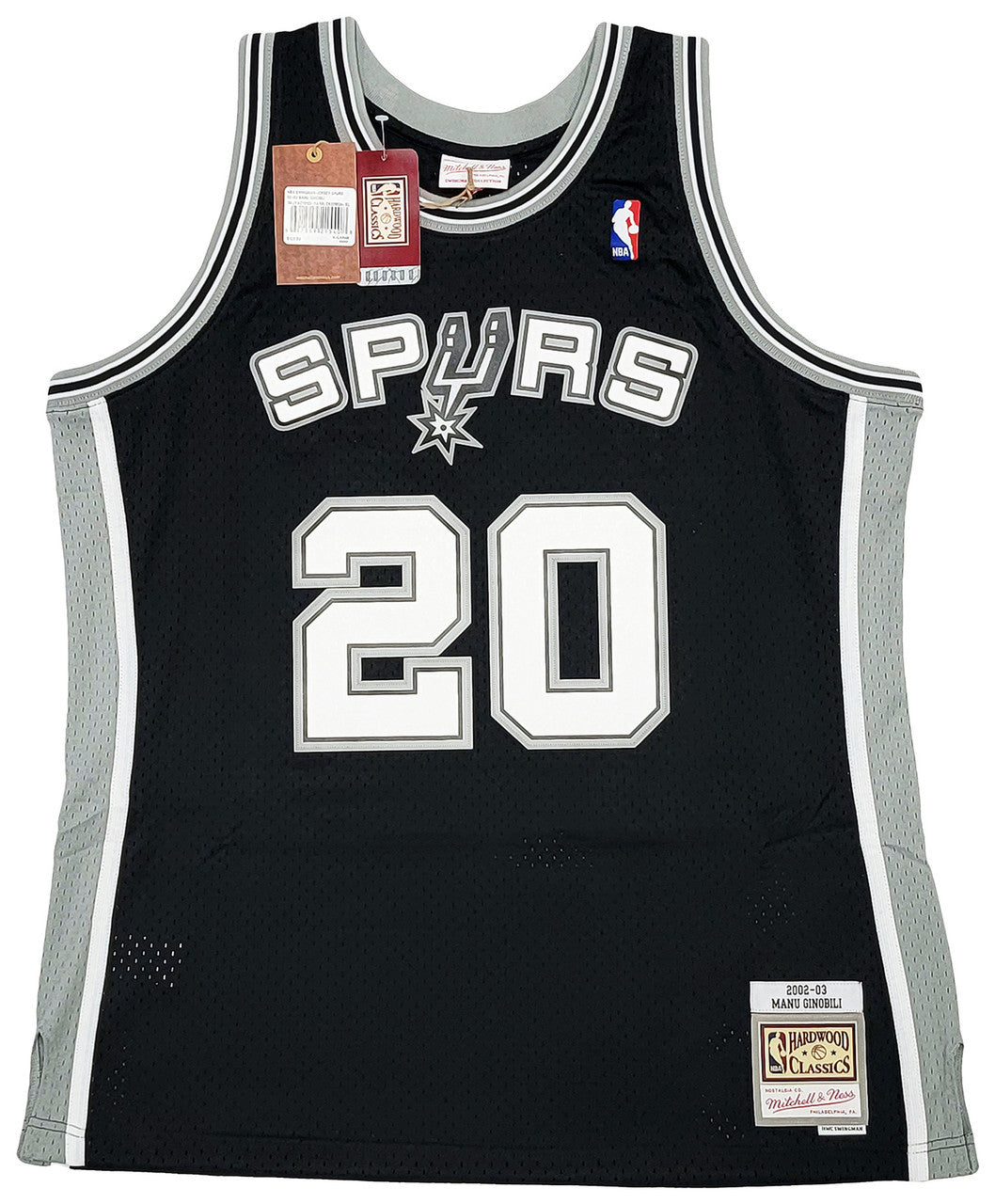San Antonio Spurs Manu Ginobili Autographed Black Authentic Mitchell & Ness Swingman Jersey Size XL Beckett BAS Witness Stock #211905