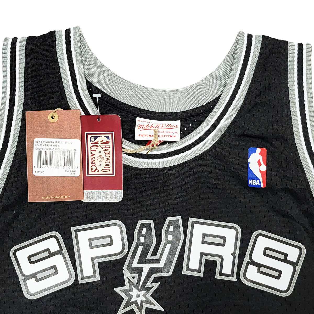 San Antonio Spurs Manu Ginobili Autographed Black Authentic Mitchell & Ness Swingman Jersey Size XL Beckett BAS Witness Stock #211905