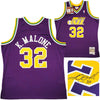 Utah Jazz Karl Malone Autographed Purple Authentic Mitchell & Ness Jersey Size XL Beckett BAS Witness Stock #211881