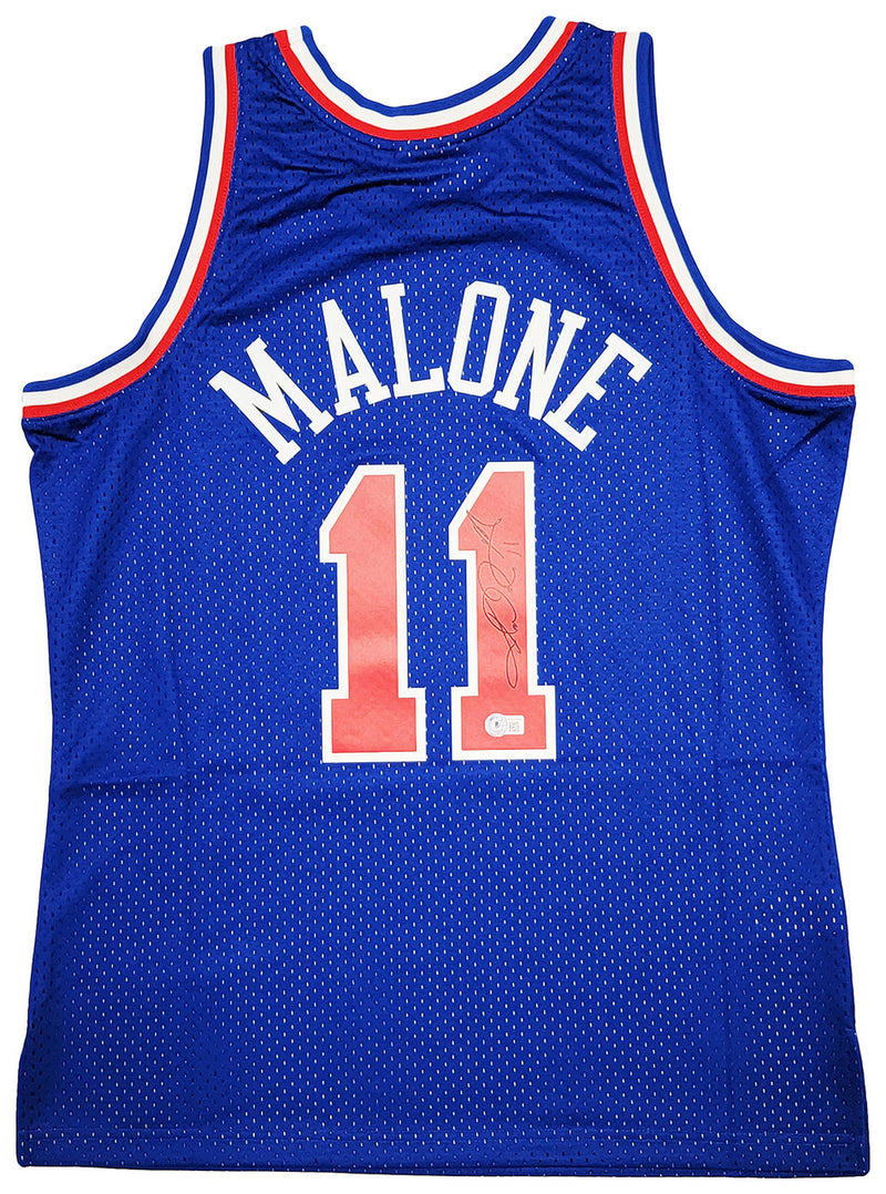 Utah Jazz Karl Malone Autographed Blue Authentic Mitchell & Ness 1992 All Star Game Jersey Size L Beckett BAS Witness Stock #211880