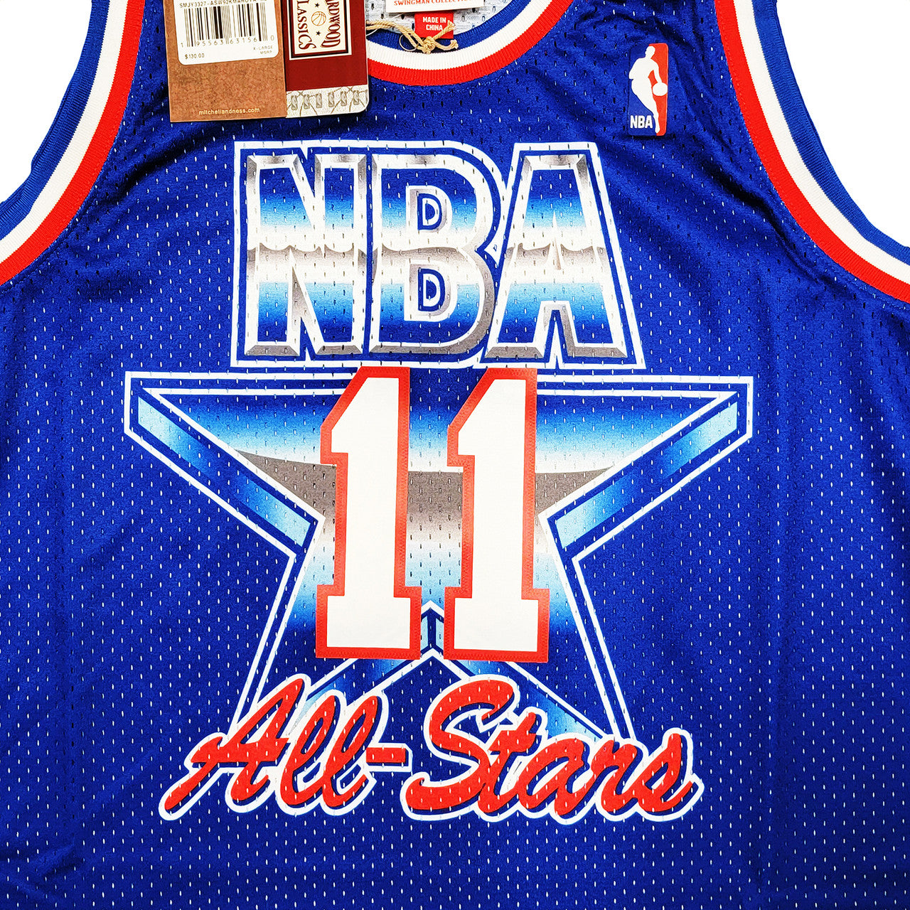 Utah Jazz Karl Malone Autographed Blue Authentic Mitchell & Ness 1992 All Star Game Jersey Size XL Beckett BAS Witness Stock #211879