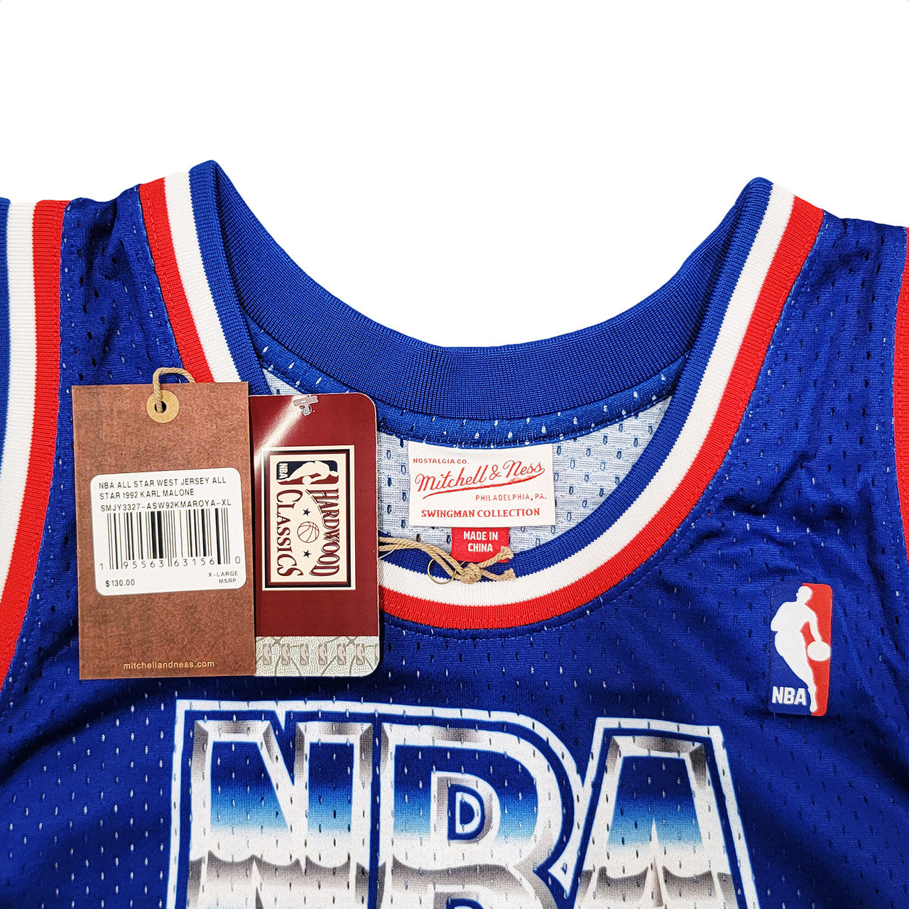 Utah Jazz Karl Malone Autographed Blue Authentic Mitchell & Ness 1992 All Star Game Jersey Size XL Beckett BAS Witness Stock #211879