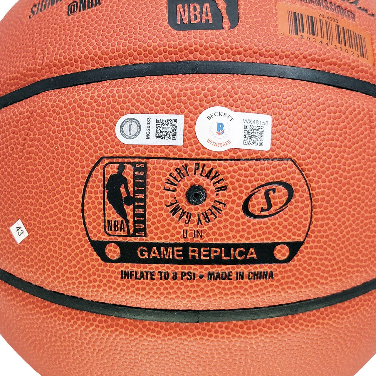 Manu Ginobili Autographed Official Spalding Signature Series Basketball San Antonio Spurs Beckett BAS Witness Stock #211904