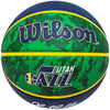 John Stockton Autographed Blue & Green Tie-dye Utah Jazz Logo Basketball Beckett BAS Witness Stock #224369