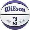 John Stockton Autographed Purple & White City Edition Basketball Utah Jazz Beckett BAS Witness Stock #224371