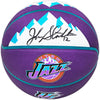 John Stockton Autographed Purple City Edition Basketball Utah Jazz With Mountains Beckett BAS Witness Stock #224372