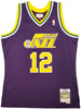 Utah Jazz John Stockton Autographed Purple Authentic Mitchell & Ness 1991-92 Hardwood Classic Swingman Jersey Size L Beckett BAS Witness Stock #224354