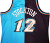 Utah Jazz John Stockton Autographed Blue & Purple Authentic Mitchell & Ness 1996-97 Hardwood Classic Swingman Split Jersey Size XXL Beckett BAS Witness Stock #224342
