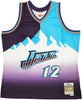 Utah Jazz John Stockton Autographed Blue & Purple Authentic Mitchell & Ness 1996-97 Hardwood Classic Swingman Split Jersey Size XXL Beckett BAS Witness Stock #224342