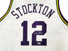 Utah Jazz John Stockton Autographed White Jersey Beckett BAS Witness Stock #224359
