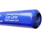 Evan Carter Autographed Blue & White Marucci Player Model Baseball Bat Texas Rangers "23 WS Champs" Beckett BAS Witness Stock #224408