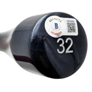 Evan Carter Autographed Maroon & Navy Marucci Player Model Baseball Bat Texas Rangers "23 WS Champs" Beckett BAS Witness Stock #224409
