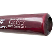 Evan Carter Autographed Maroon & Navy Marucci Player Model Baseball Bat Texas Rangers "23 WS Champs" Beckett BAS Witness Stock #224409