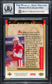 Joe Montana Autographed 1995 Upper Deck Card #14 San Francisco 49ers Auto Grade Gem Mint 10 Beckett BAS #17604167