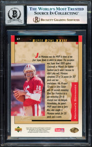Joe Montana Autographed 1995 Upper Deck Card #17 San Francisco 49ers Auto Grade Gem Mint 10 Beckett BAS #17604197