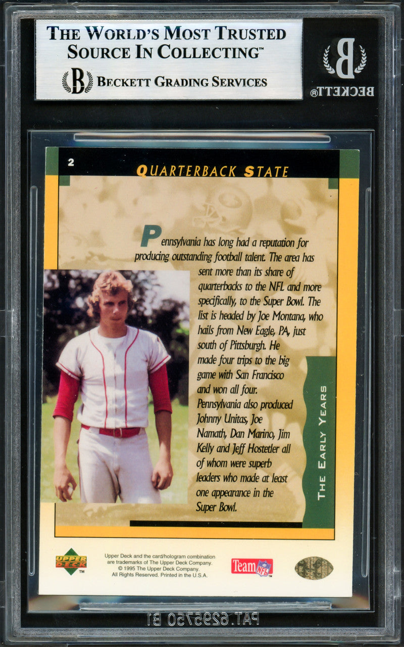 Joe Montana Autographed 1995 Upper Deck Card #2 San Francisco 49ers Beckett BAS #17606185