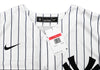 New York Yankees Juan Soto Autographed White Pinstripes Nike Jersey Size L Beckett BAS QR Stock #226401