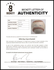 Willie Mays Autographed Official NL Stat Logo Baseball San Francisco Giants Beckett BAS #AE31067