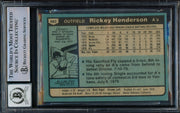 Rickey Henderson Autographed 1980 Topps Rookie Card #482 Oakland A's Auto Grade Gem Mint 10 Beckett BAS #15785016