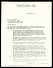 Bill Russell Autographed 1972 Advertising Document Contract Boston Celtics Beckett BAS #AC74546