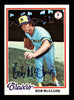 Bob McClure Autographed 1978 Topps Card #243 Milwaukee Brewers SKU #213419