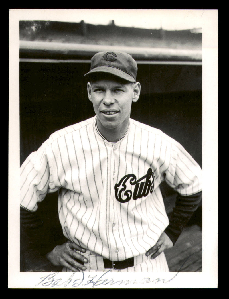 Babe Herman Autographed 4x5 Photo Chicago Cubs SKU #213679