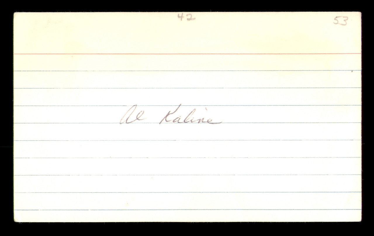 Al Kaline Autographed 3x5 Index Card Detroit Tigers (Back Damage) SKU #213719