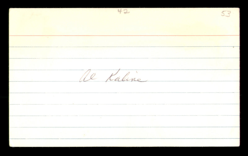 Al Kaline Autographed 3x5 Index Card Detroit Tigers (Back Damage) SKU #213719