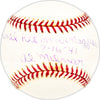 Al Milnar Autographed Official MLB Baseball Cleveland Indians "Final Out on DiMaggio's Streak 7-16-41" Beckett BAS QR #BM25655