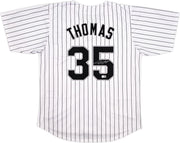 Chicago White Sox Frank Thomas Autographed White Pinstripe Jersey Beckett BAS Witness Stock #239749