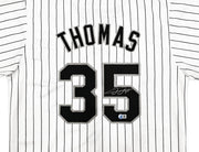 Chicago White Sox Frank Thomas Autographed White Pinstripe Jersey Beckett BAS Witness Stock #239749
