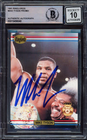 Mike Tyson Autographed 1991 Players International Ringlords Sample Card Auto Grade Gem Mint 10 Beckett BAS #15498048