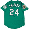 Seattle Mariners Ken Griffey Jr. Autographed Teal Authentic Mitchell & Ness 1995 Authentic Cooperstown Collection Jersey Size L Negro League Patch Beckett BAS Witness Stock #212469