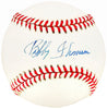 Bobby Thomson Autographed Official Little League Baseball New York Giants Beckett BAS QR #BH039073