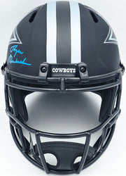 Roger Staubach Autographed Dallas Cowboys Eclipse Black Full Size Speed Replica Helmet Beckett BAS Witness Stock #238801