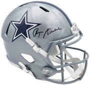 Roger Staubach Autographed Dallas Cowboys Silver Full Size Speed Replica Helmet Beckett BAS Witness Stock #238802