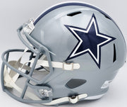Roger Staubach Autographed Dallas Cowboys 1976 Throwback Silver Full Size Speed Replica Helmet Beckett BAS Witness Stock #238803