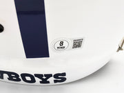 Roger Staubach Autographed Dallas Cowboys 2022 Alternate White Full Size Speed Replica Helmet Beckett BAS Witness Stock #238804