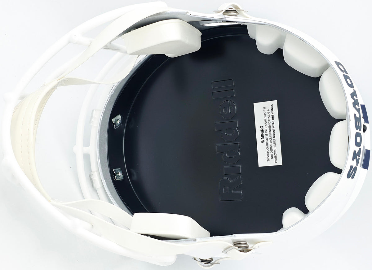 Roger Staubach Autographed Dallas Cowboys 2022 Alternate White Full Size Speed Replica Helmet Beckett BAS Witness Stock #238804