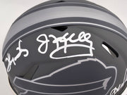 Jim Kelly, Thurman Thomas & Andre Reed Autographed Buffalo Bills Slate Gray Speed Mini Helmet Beckett BAS QR Stock #238933
