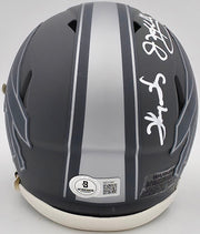 Jim Kelly, Thurman Thomas & Andre Reed Autographed Buffalo Bills Slate Gray Speed Mini Helmet Beckett BAS QR Stock #238933