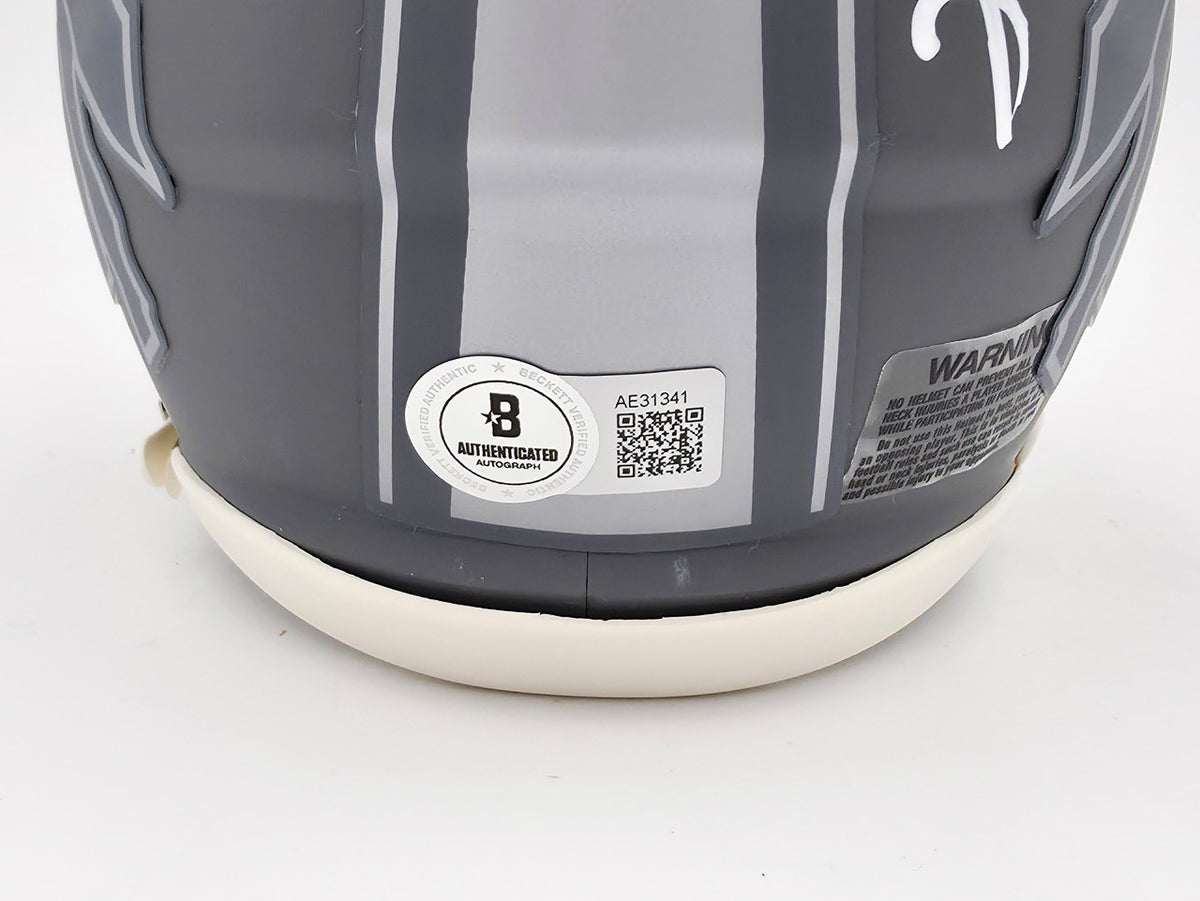 Jim Kelly, Thurman Thomas & Andre Reed Autographed Buffalo Bills Slate Gray Speed Mini Helmet Beckett BAS QR Stock #238933