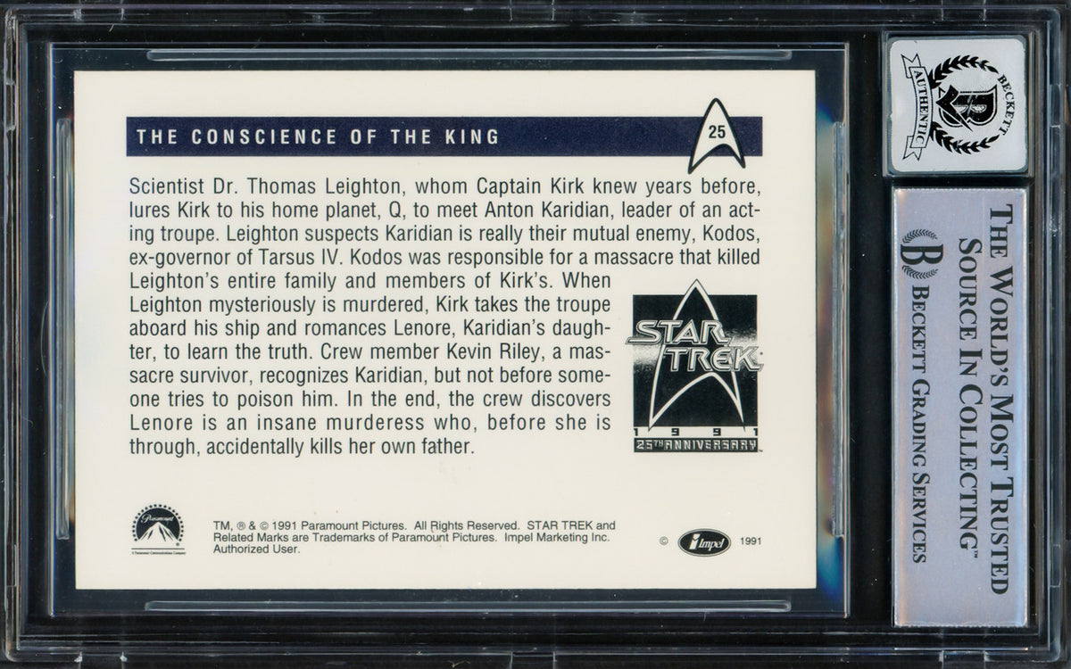 William Shatner Autographed 1991 Impel 25th Anniversary Card #25 Star Trek Captain Kirk Auto Grade Gem Mint 10 Beckett BAS #16580484